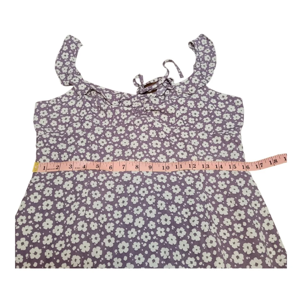 Pink Lily Purple Floral Ruffle Tank Dress Lightweight Summer Dress Size Large